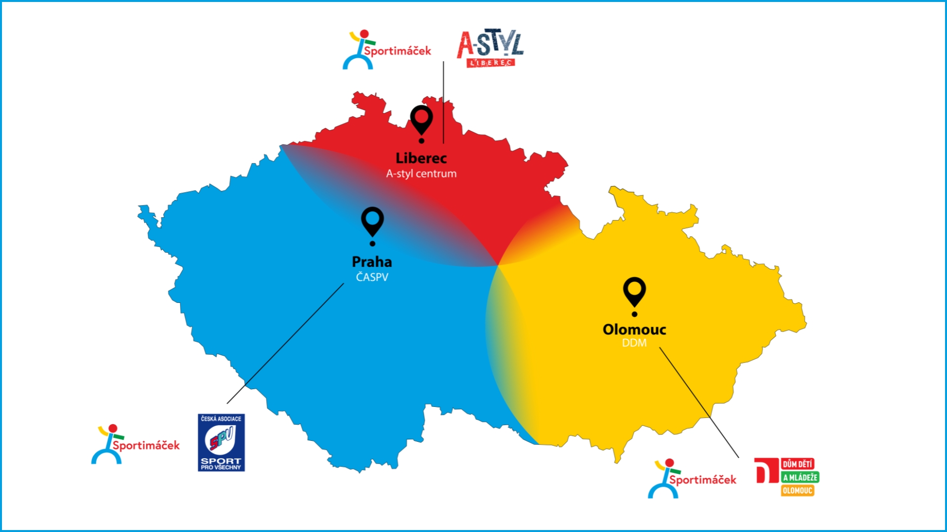 Mapa středisek Sportimáčka